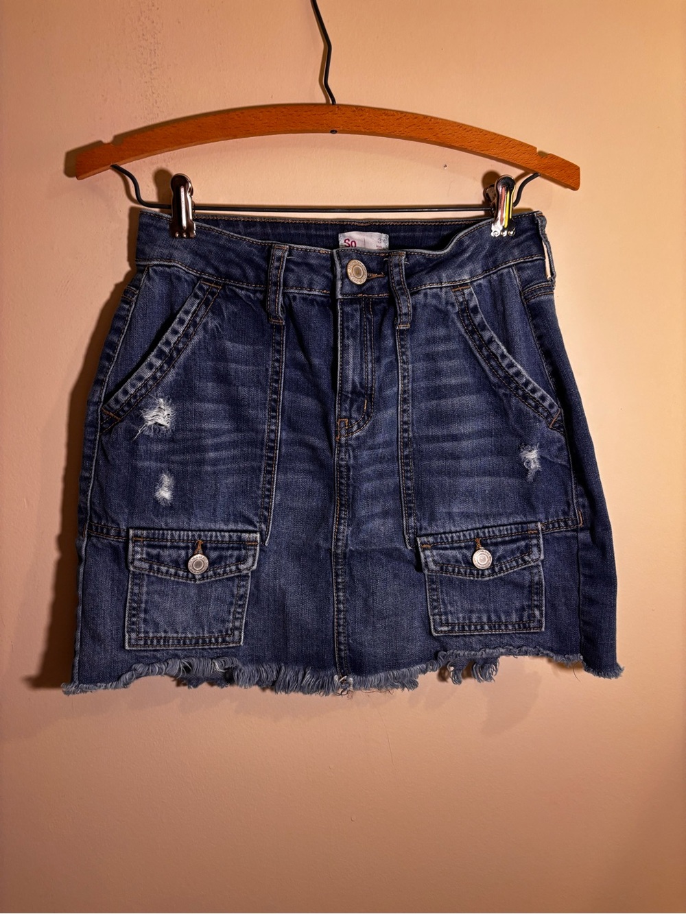 SO Denim Cargo Mini Skirt - Blue
